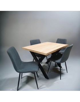 Τραπέζι τραπεζαρίας Vienna 110x80 με 4 υφασμάτινες καρέκλες με μεταλλική βάση 