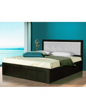 Κρεβάτι ξύλινο από μελαμίνη με υφασμάτινο κεφαλάρι ελληνικής κατασκευής 