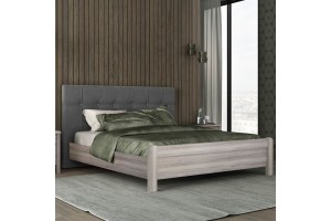Kρεβάτι Oslo με υφασμάτινο κεφαλάρι και ξύλινα πόδια και πλαινά ελληνικής κατασκευής 160x200