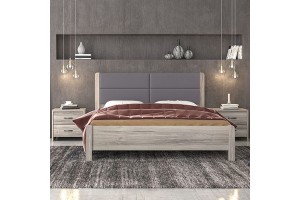 Κρεβάτι ξύλινο Daisy με υφασμάτινο κεφαλάρι ελληνικής κατασκευής 160x200