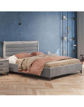 Κρεβάτι υφασμάτινο με ξύλινο κεφαλάρι Aspen ελληνικής κατασκευής 