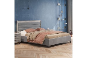 Κρεβάτι υφασμάτινο με ξύλινο κεφαλάρι Aspen ελληνικής κατασκευής 