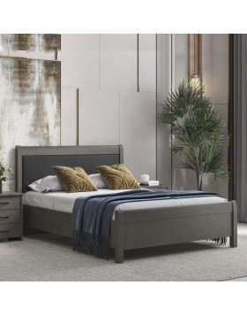 Κρεβάτι ξύλινο με υφασμάτινο κεφαλάρι Simon ελληνικής κατασκευής 